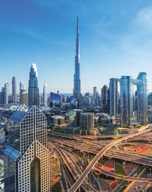 The tallest structure in the world, the Burj Khalifa, soars 829.8 meters (just over half a mile) over Dubai and is a symbolic beacon of progress. | © SHUTTERSTOCK